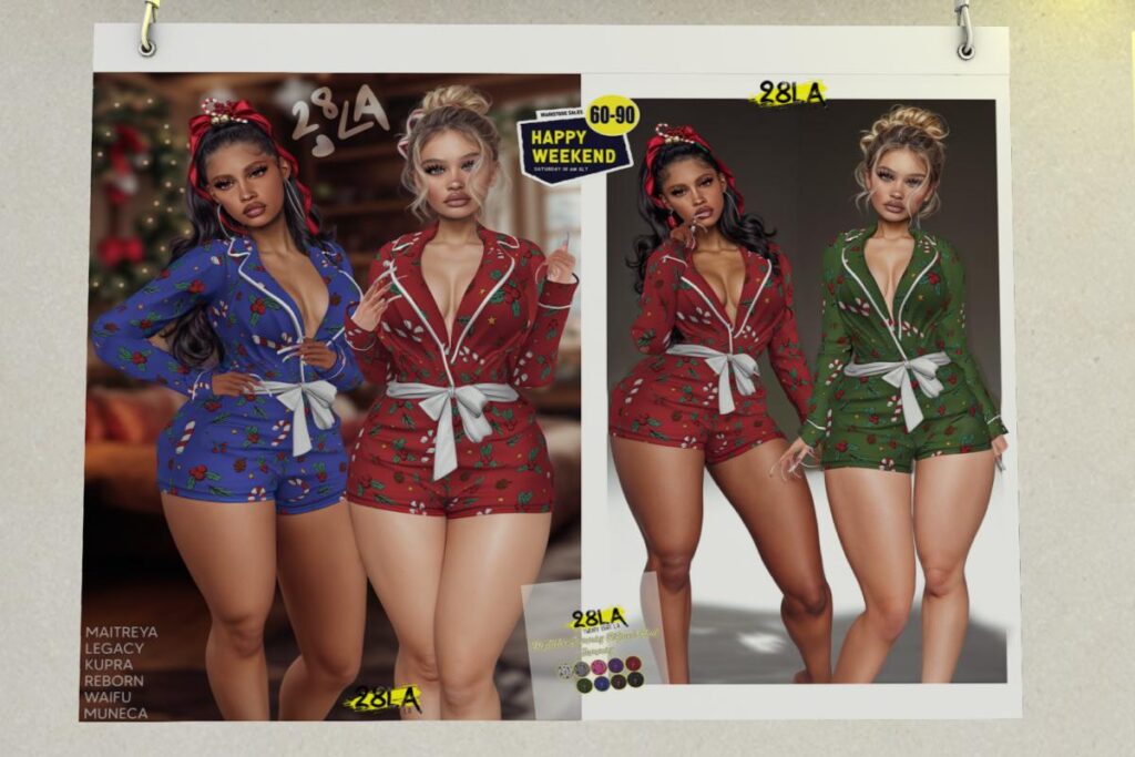 Mistletoe Jammies - Inithium/Legacy/MaitreyaX/Reborn/Yentements/+mods, L$90 each/L$800 FP