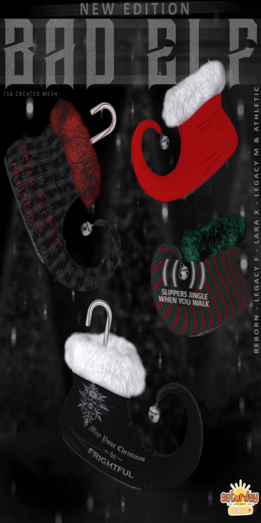 Bad Elf Slippers - Legacy F+M/Maitreya/Reborn/+mods	&lt;a href=&quot;http://maps.secondlife.com/secondlife/718/126/181/30&quot; target=&quot;_blank&quot;&gt;Teleport&lt;/a&gt;