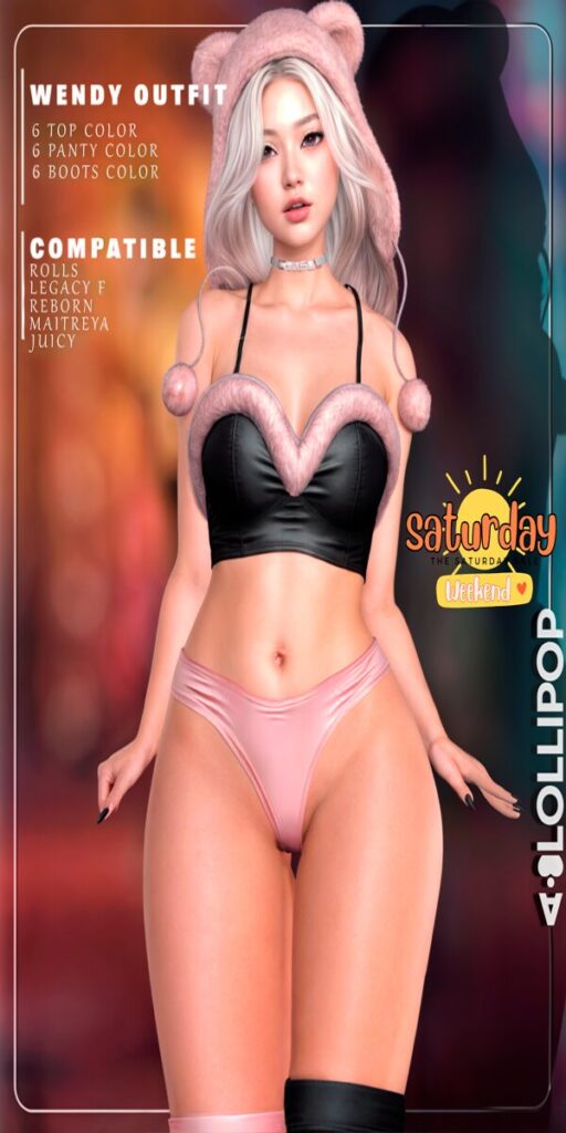 Wendy Outfit - Legacy/Maitreya/Reborn/+mods	<a href="http://maps.secondlife.com/secondlife/Silver%20City/194/193/1802" target="_blank">Teleport</a>