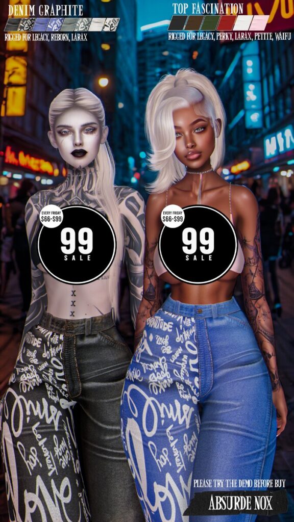 Denim Graphite Jeans - Ayla/Legacy/MaitreyaX/Reborn	<a href="http://maps.secondlife.com/secondlife/Evergreen/56/126/3512" target="_blank">Teleport</a>
