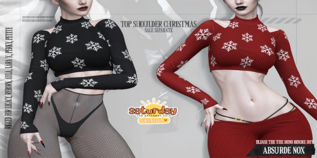 Christmas Top - Ayla/Legacy/MaitreyaX/Reborn/+mods	<a href="http://maps.secondlife.com/secondlife/Evergreen/56/126/3512 " target="_blank">Teleport</a>