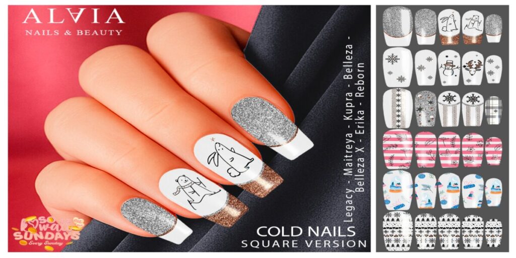 Cold Mesh Nails - see ad for fits	<a href="http://maps.secondlife.com/secondlife/Mellor/98/200/27" target="_blank">Teleport</a>