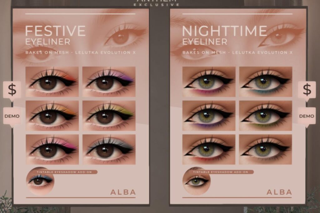 Festive and Nighttime Eyeliners - EvoX, L$199 each