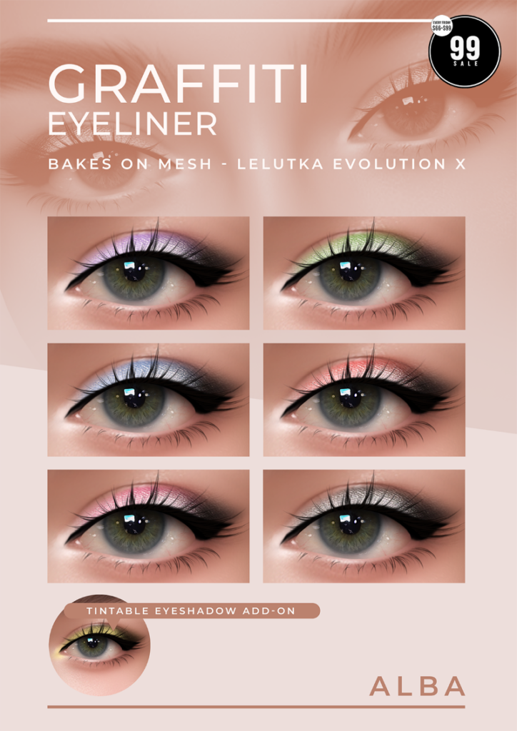 Graffiti Eyeliner - EvoX	&lt;a href=&quot;http://maps.secondlife.com/secondlife/AmCoz/200/144/2106&quot; target=&quot;_blank&quot;&gt;Teleport&lt;/a&gt;