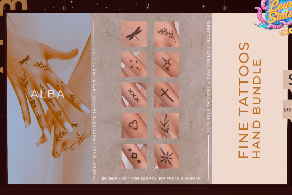 Fine Hand Tattoo Bundle, L$199