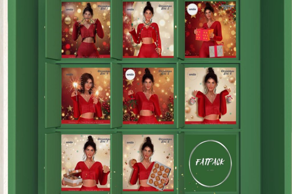 Christmas Girl Poses, L$75 each/L$480 FP