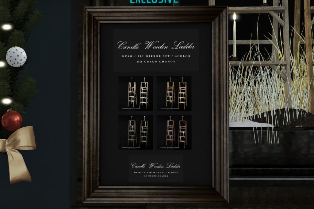 Candle Wooden Ladder Decor, L$169 each/L$299 FP