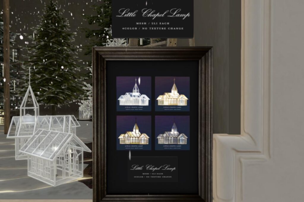 Little Chapel Lamp, L$269 each/L$599 FP