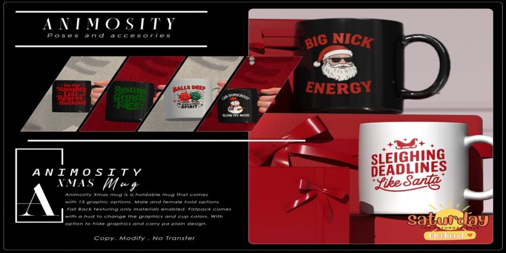 Xmas Mugs Holdable	<a href="http://maps.secondlife.com/secondlife/Cravone/198/133/30" target="_blank">Teleport</a>