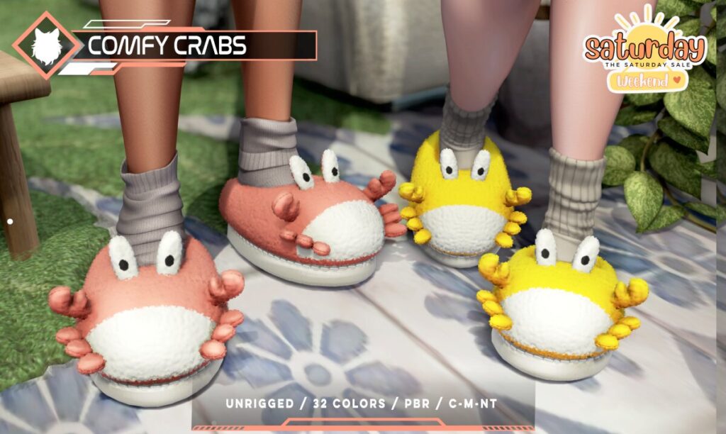 Comfy Crabs Slippers	<a href="http://maps.secondlife.com/secondlife/Grand%20Line/60/75/1998" target="_blank">Teleport</a>