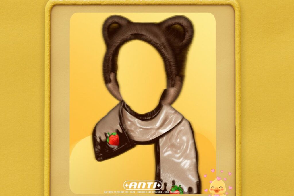 Fluffy Strawberry Hat, L$259 each/L$759 FP/L$979 MP