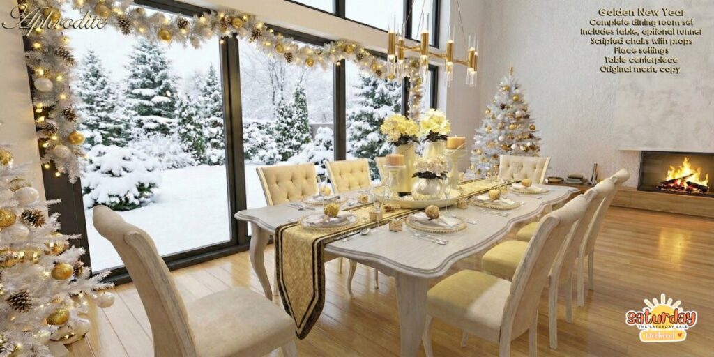 Golden New Year Decor Set	&lt;a href=&quot;http://maps.secondlife.com/secondlife/Shopping%20City/200/53/21&quot; target=&quot;_blank&quot;&gt;Teleport&lt;/a&gt;