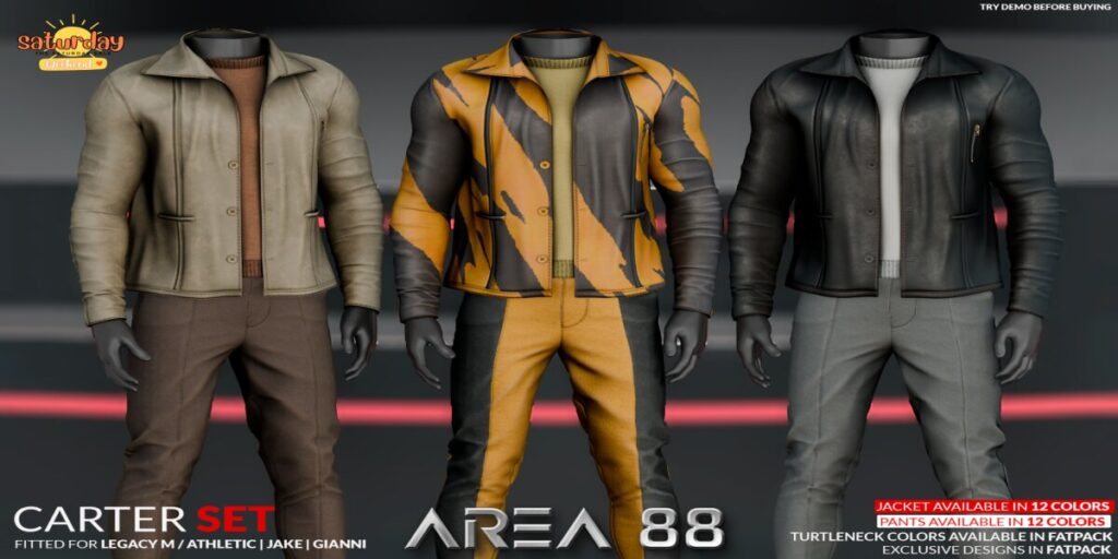 Carter Set - Gianni/Jake/Legacy/+mods	<a href="http://maps.secondlife.com/secondlife/Birdcage/154/74/2802" target="_blank">Teleport</a>