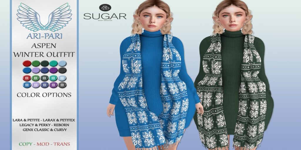 Aspen Winter Outfit - GenX/Legacy/Maitreya/Reborn/+mods, L$125