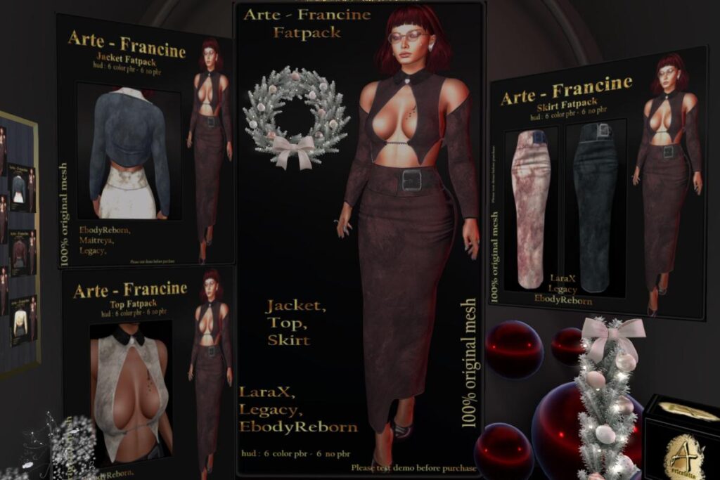 Francine Top, Jacket and Skirt - Legacy/MaitreyaX/Reborn, L$275 each/L$1450 each FP/L$2750 MP