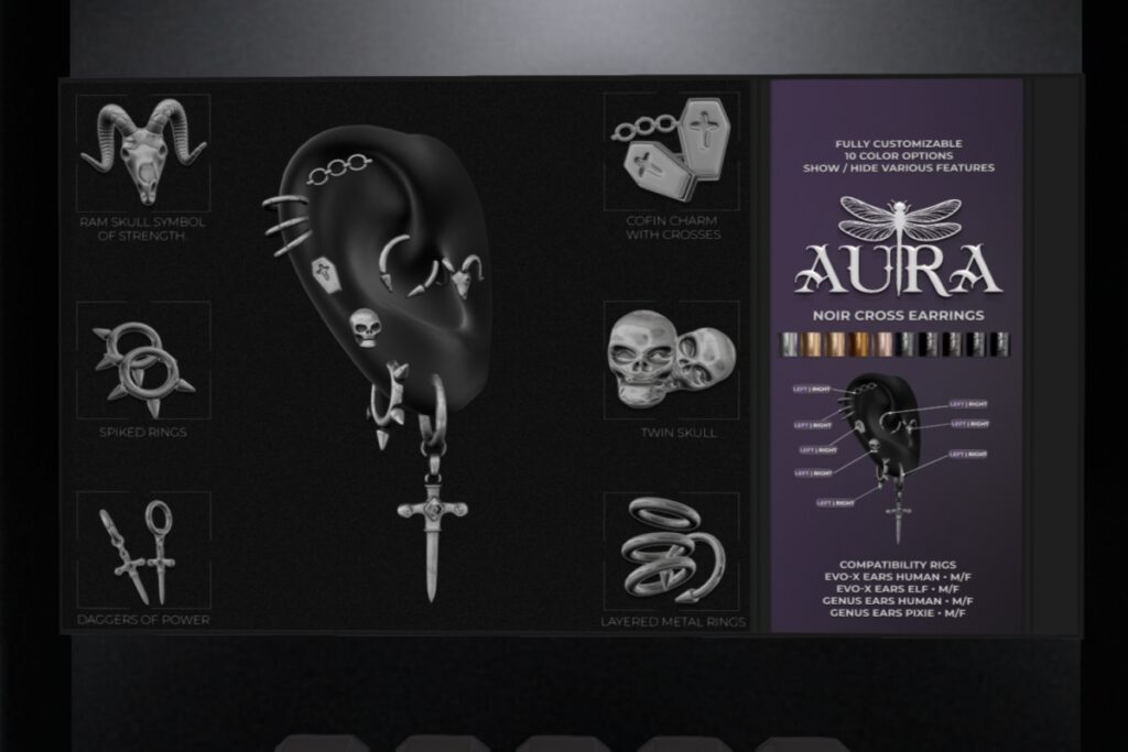 Noir Cross Earrings - EvoX/Genus, L$280 each/L$1200 FP