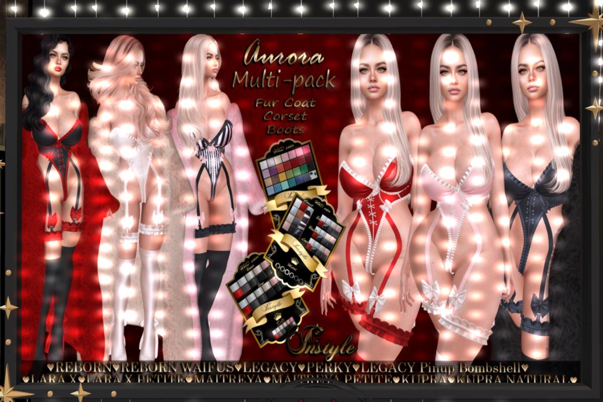 Aurora Coat, Corset and Boots - Inithium/Legacy/MaitreyaX/Reborn/+mods, L$199 each/L$1298 FP