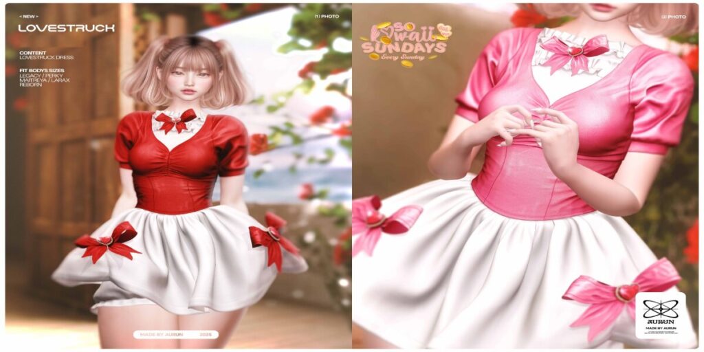 Lovestruck Dress - Legacy/Maitreya/Reborn/+mods	<a href="http://maps.secondlife.com/secondlife/Perfectland/226/160/2531" target="_blank">Teleport</a>