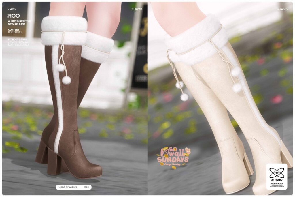 Roo Boots - Legacy/Maitreya/Reborn/+mods	&lt;a href=&quot;http://maps.secondlife.com/secondlife/Perfectland/226/160/2531&quot; target=&quot;_blank&quot;&gt;Teleport&lt;/a&gt;