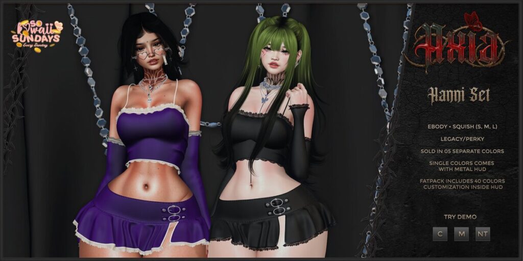 Hanni Set - Legacy/Reborn/+mods	<a href="http://maps.secondlife.com/secondlife/Winterfell%20North/143/94/27" target="_blank">Teleport</a>