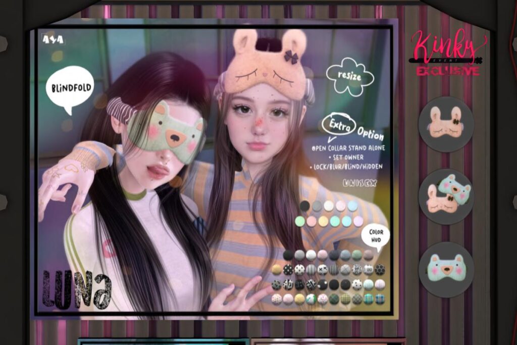 Blindfold, L$490 each/L$650 FP