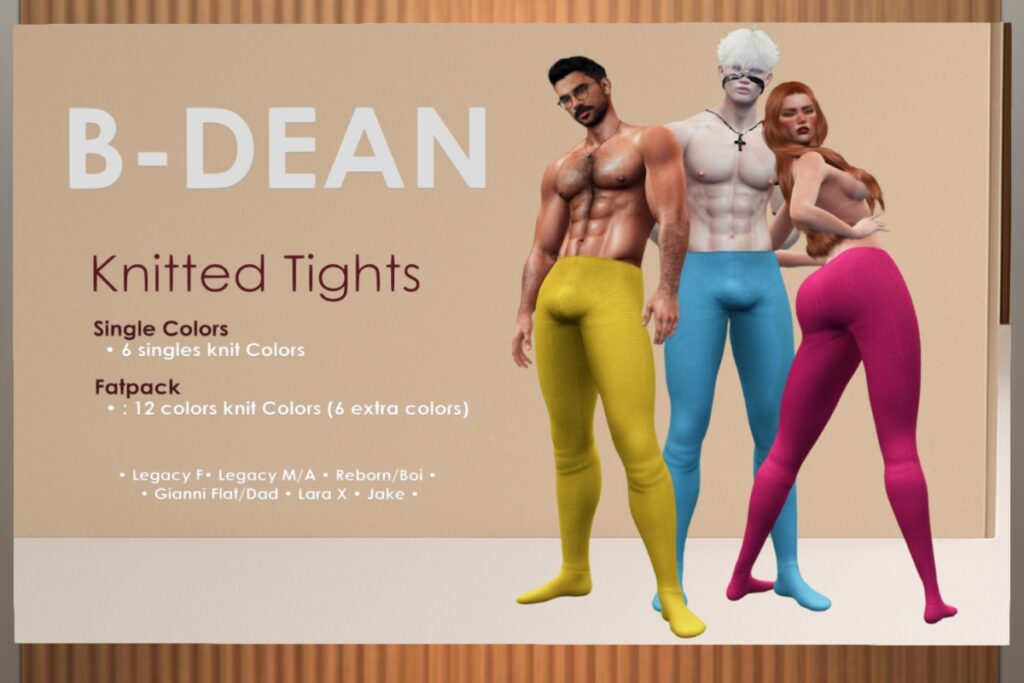 Knitted Tights - Gianni/Jake/Legacy F+M/MaitreyaX/Reborn/+mods, L$119 each/L$499 FP