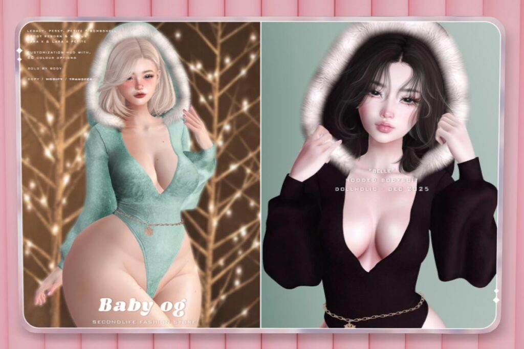 Belle Hooded Bodysuit - Legacy/MaitreyaX/Reborn/+mods, L$399 each/L$849 FP