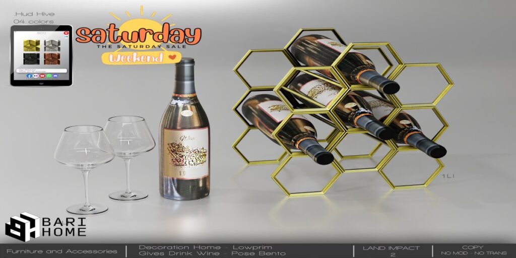 Red Wine Hive Decor Set	&lt;a href=&quot;http://maps.secondlife.com/secondlife/Magic%20Sky/196/142/2022&quot; target=&quot;_blank&quot;&gt;Teleport&lt;/a&gt;