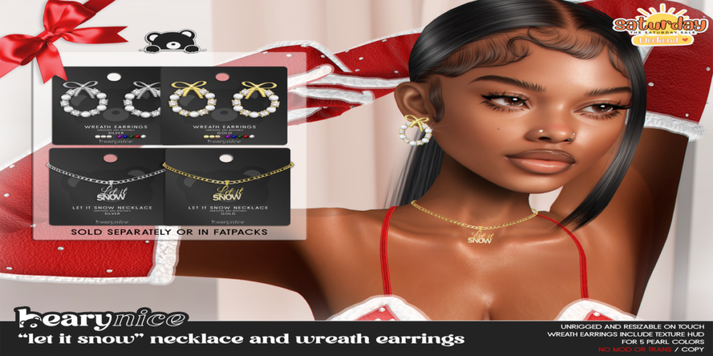 Let it Snow Necklace &amp; Wreath Earrings	&lt;a href=&quot;http://maps.secondlife.com/secondlife/Infinite%20Forest/157/6/1999&quot; target=&quot;_blank&quot;&gt;Teleport&lt;/a&gt;