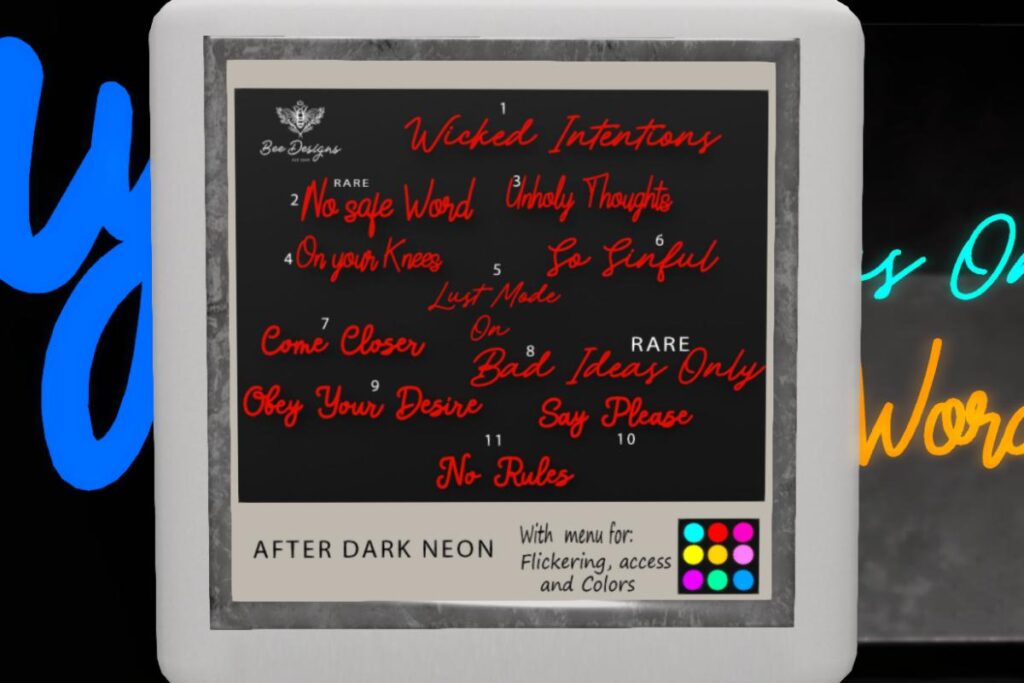 After Dark Neons, L$49 per play/L$1500 FP