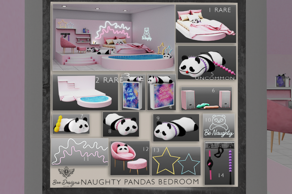 Naughty Pandas Bedroom Gatcha, L$59 per play