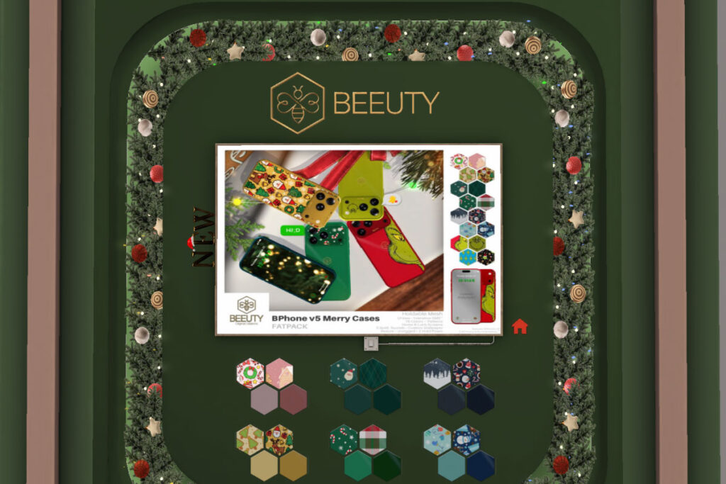 BPhones v5 Merry Cases, L$90 each, L$540 FP