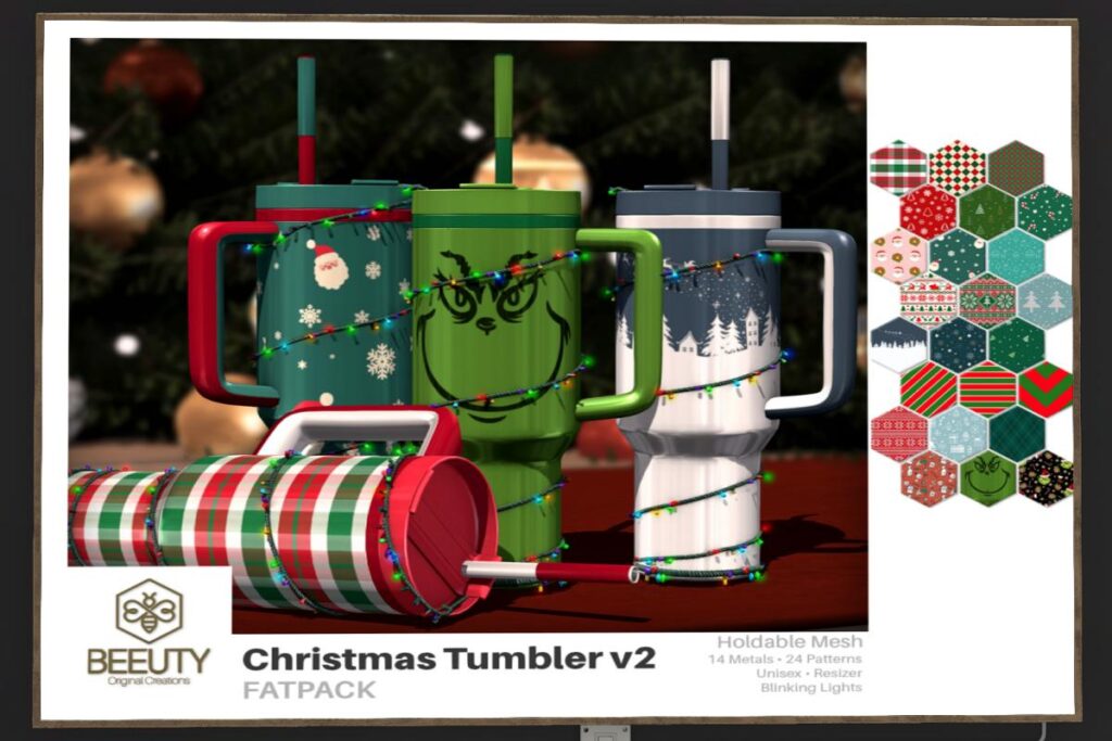 Christmas Tumbler V2, L$90 each/L$630 FP