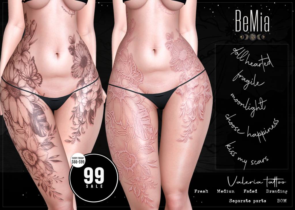 Valeria Tattoo - BOM	<a href="http://maps.secondlife.com/secondlife/Rosehaven/218/121/2501" target="_blank">Teleport</a>