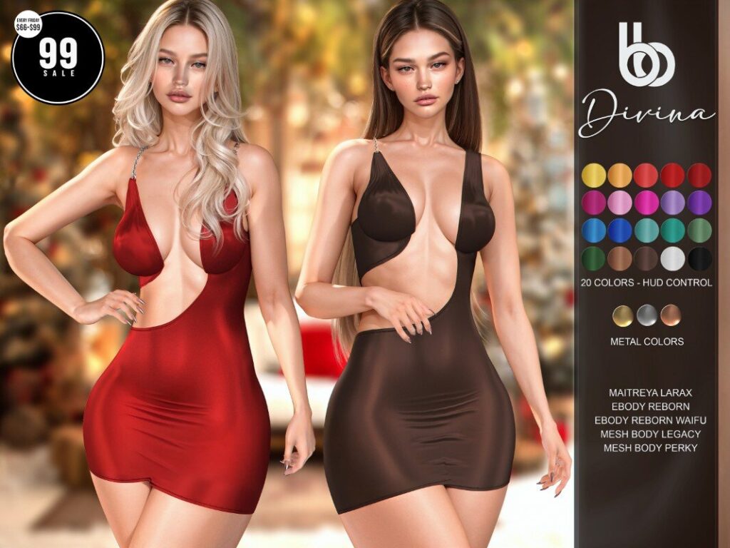 Divina Dress - Legacy/MaitreyaX/Reborn/+mods	<a href="http://maps.secondlife.com/secondlife/Spiritual%20Reboot/108/197/1766" target="_blank">Teleport</a>