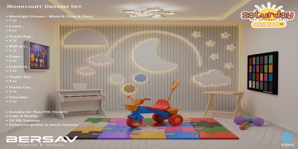 Moonlight Dreams Set Furniture &amp; Decor	<a href="http://maps.secondlife.com/secondlife/Abode/101/19/22" target="_blank">Teleport</a>