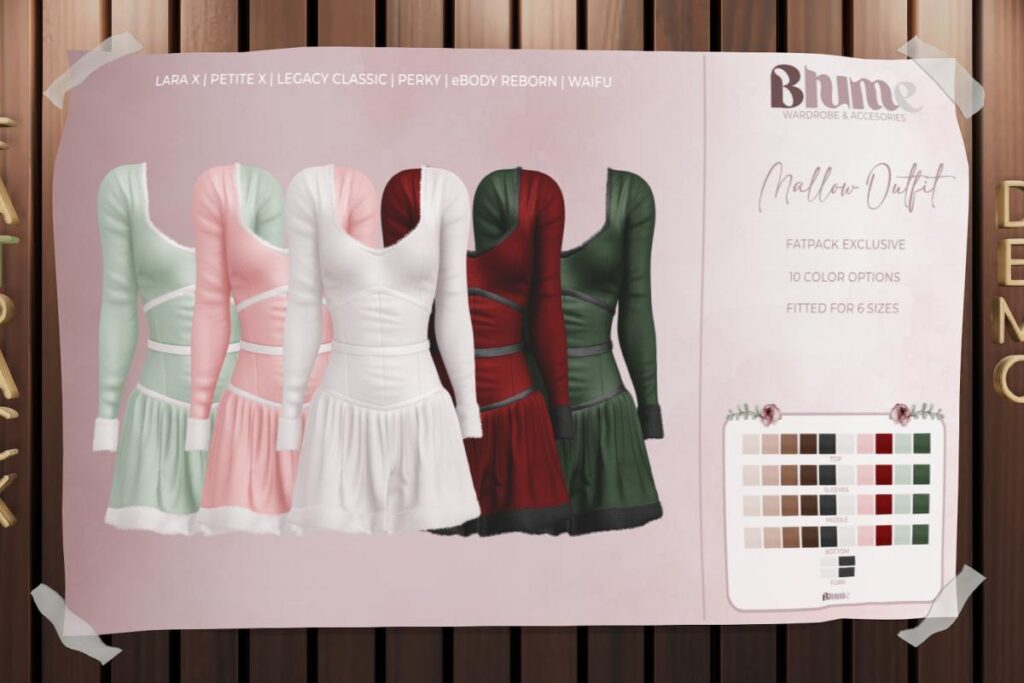 Mallow Outfit - Legacy/MaitreyaX/Reborn/+mods, L$70 each/L$499 FP