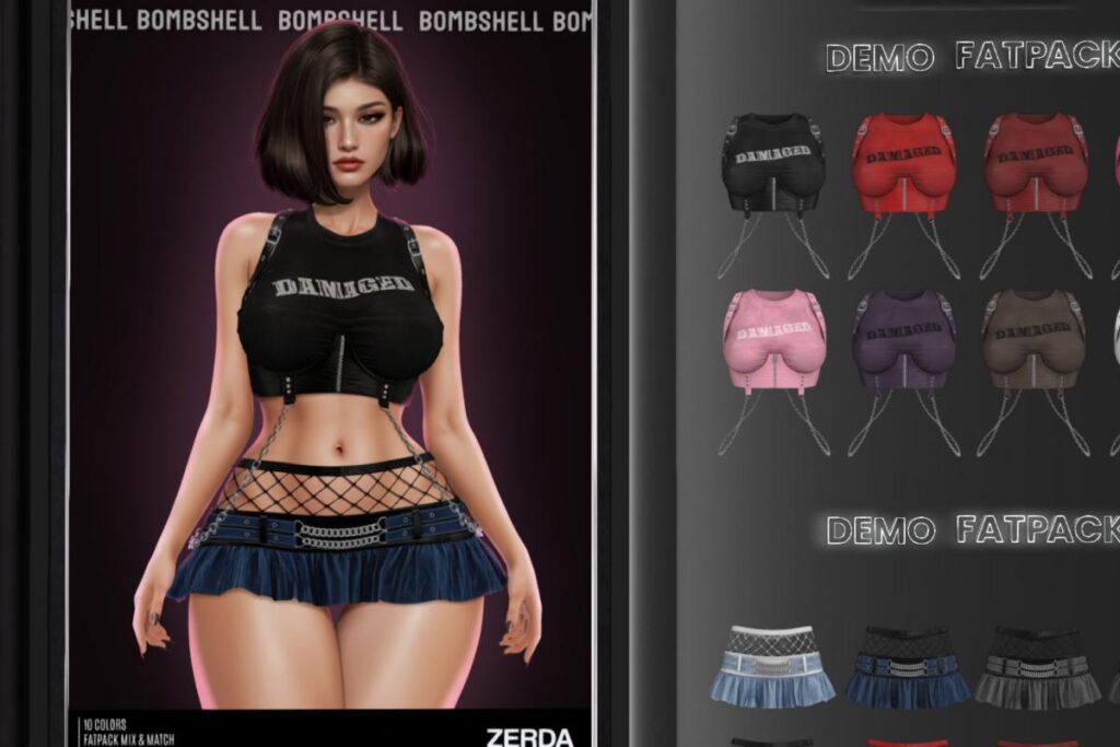 Zerda Top &amp; Skirt - Legacy/MaitreyaX/Reborn/+mods, L$290-L$310 each/L$1290-L$1310 each FP/L$1990 MP