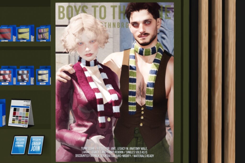 Tunn Scarf - Anatomy/Jake/Legacy F+M/MaitreyaX/Reborn, L$199 each/L$999 FP