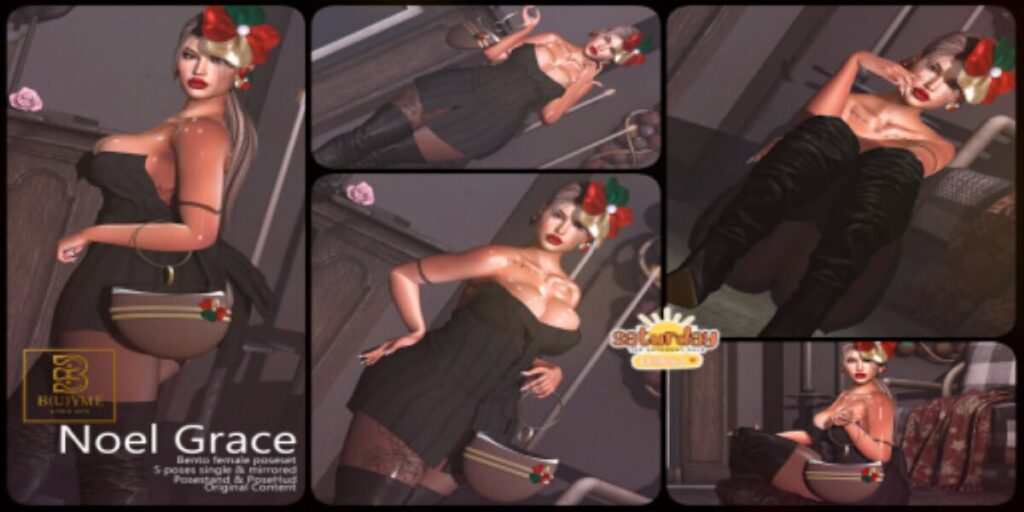 Noel Grace Poses	&lt;a href=&quot;http://maps.secondlife.com/secondlife/BuY%20ME%20POSES/128/131/29&quot; target=&quot;_blank&quot;&gt;Teleport&lt;/a&gt;