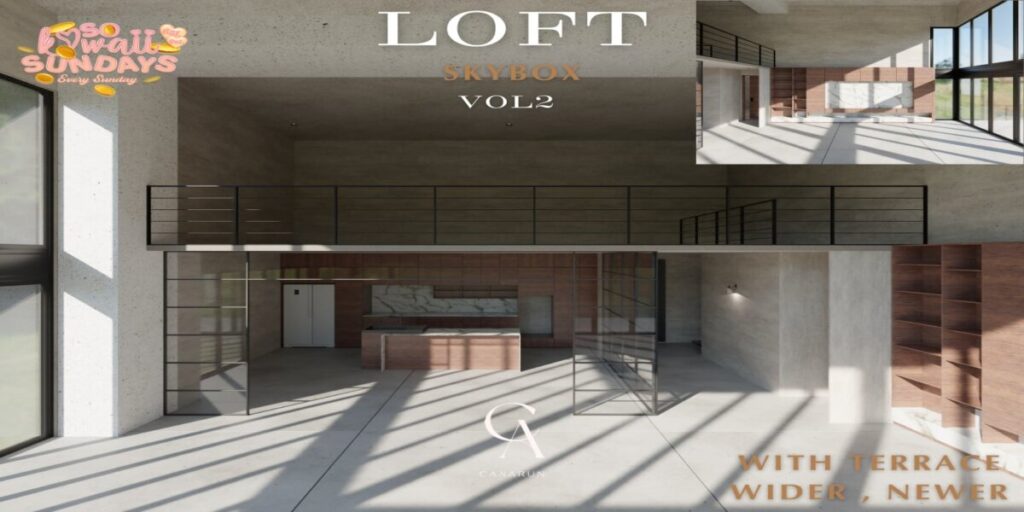 Loft Skybox Vol. 2	<a href="http://maps.secondlife.com/secondlife/Canarun/241/130/24" target="_blank">Teleport</a>