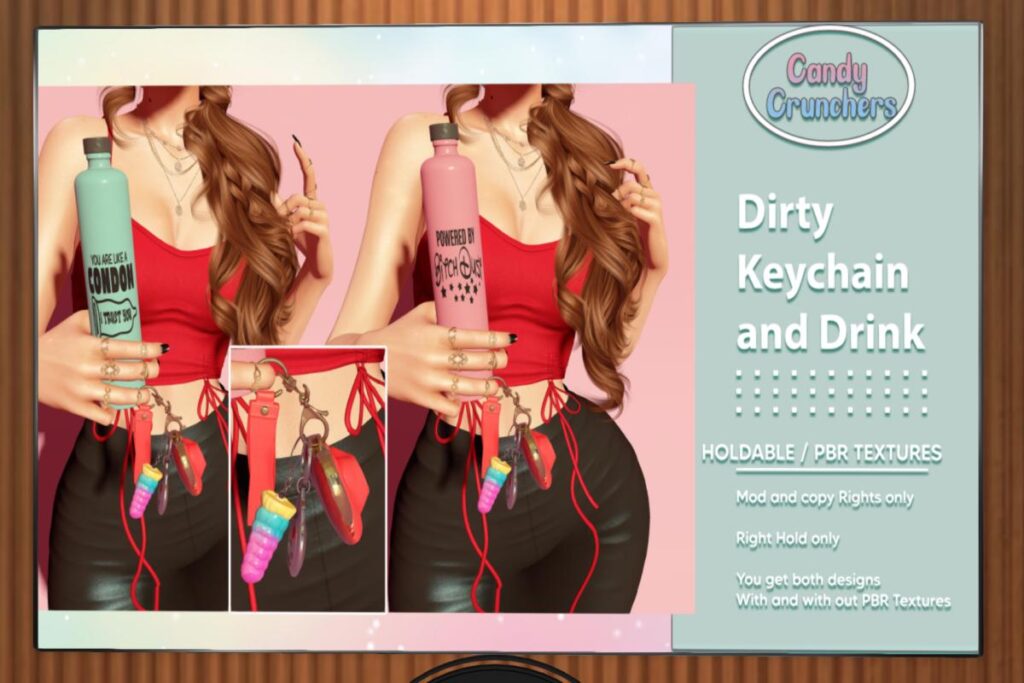 Dirty Keychain and Drink Holdable, L$150