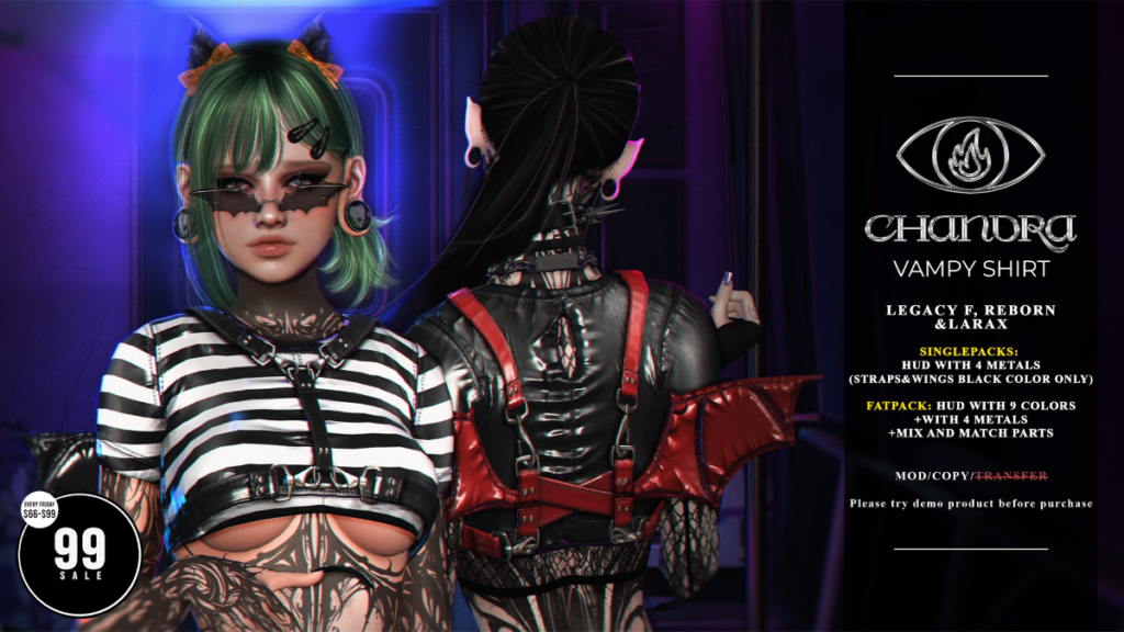 Vampy Shirt - Legacy/MaitreyaX/Reborn	<a href="http://maps.secondlife.com/secondlife/Hell%20Fire/61/64/502" target="_blank">Teleport</a>