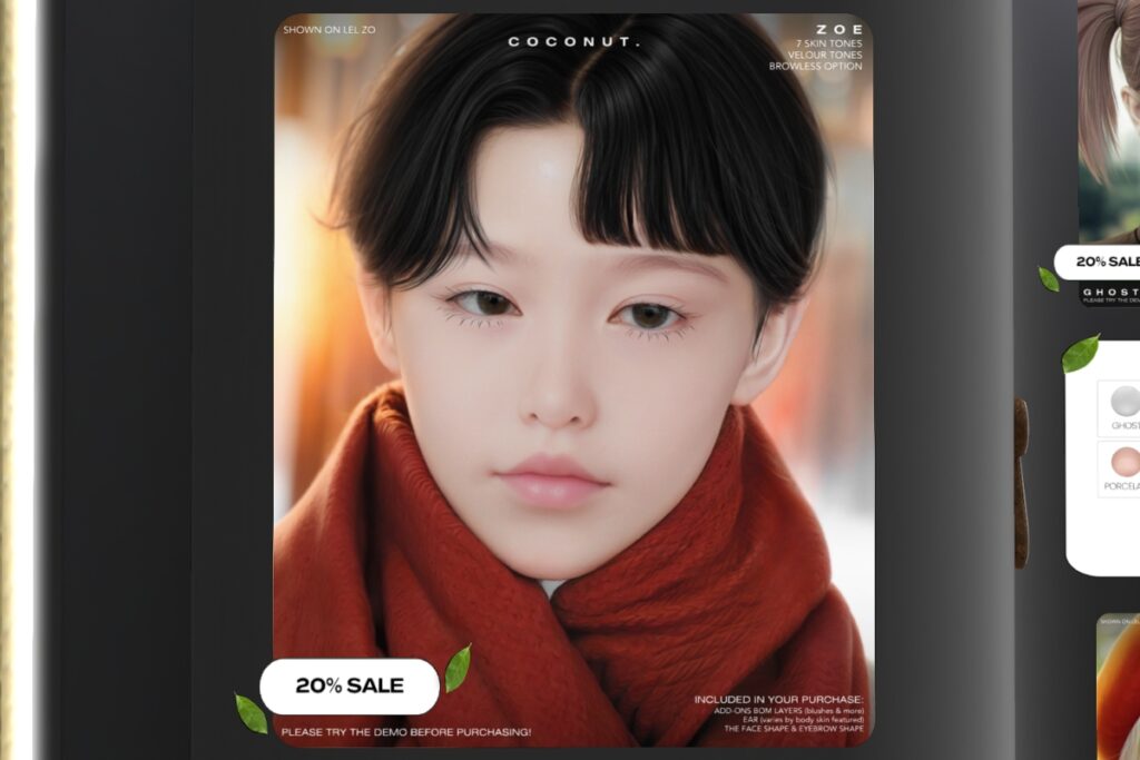 Zoe Skin - EvoX, L$560 each/L$3600 FP