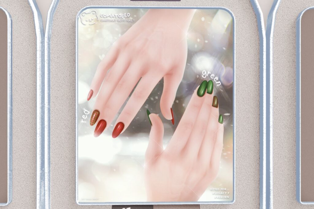 Christmas Bliss Nails - Legacy/Reborn	&lt;a href=&quot;http://maps.secondlife.com/secondlife/Snowscape/71/220/704&quot; target=&quot;_blank&quot;&gt;Teleport&lt;/a&gt;