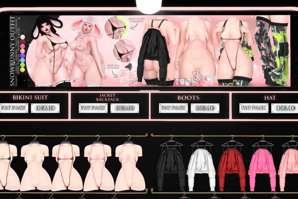 Snowbunny Outfit - Legacy/MaitreyaX/Reborn/+mods, L$225-L$500 each/L$1250-L$2750 each FP/L$4799 MP