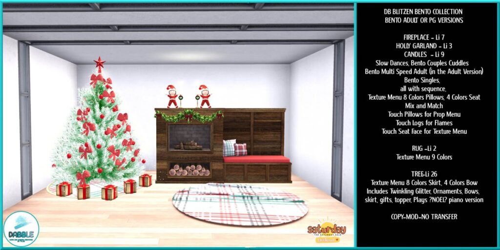 Blitzen Decor Set	&lt;a href=&quot;http://maps.secondlife.com/secondlife/Casvian%20Caye/164/74/22&quot; target=&quot;_blank&quot;&gt;Teleport&lt;/a&gt;