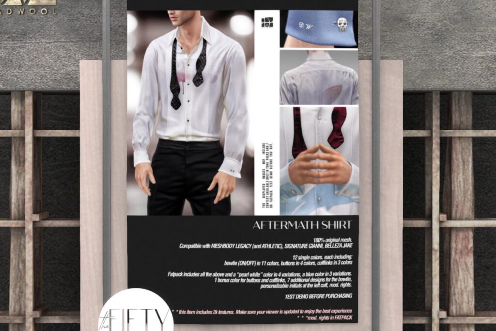 Aftermath Shirt - Gianni/Jake/Legacy/+mods, L$390 each/L$1990 FP