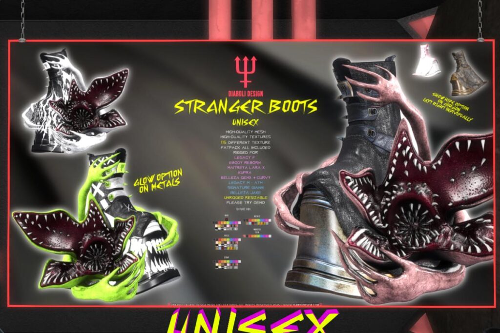 Stranger Boots - GenX/Gianni/Inithium/Jake/Legacy F+M/MaitreyaX/Reborn/Unrigged/+mods, L$999