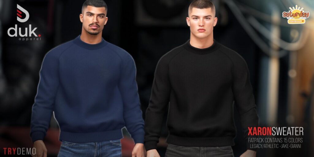 Xaron Sweater - Gianni/Jake/Legacy/+mods	<a href="http://maps.secondlife.com/secondlife/Heartbreak/139/143/94" target="_blank">Teleport</a>